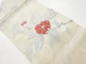 引箔椿模様織出し名古屋帯